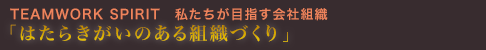 TEAMWORK SPIRIT 私たちが目指す会社組織 「はたらきがいのある組織づくり」